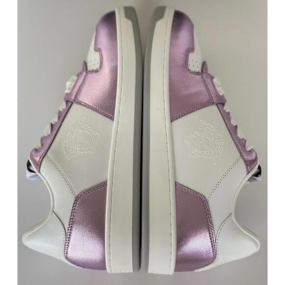 BNWT Versace Women’s Medusa Rose/White Leather Sneakers Size 39 US 9 $700 - Picture 4 of 9